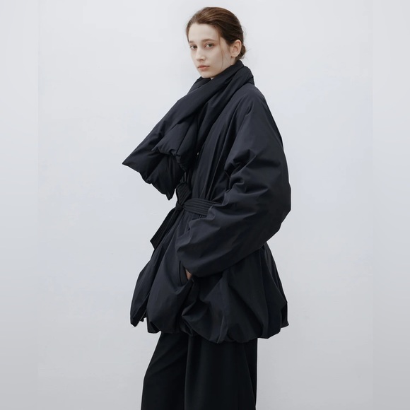 NWOT Tageechita Tie Waist Down Jacket Scarf Set - Picture 8 of 12